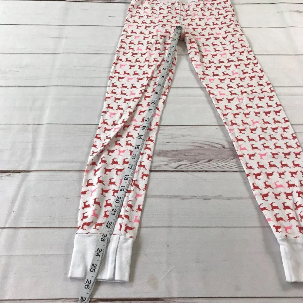 J.Crew Kids Girls Size 12 Red Prancing Reindeers White Pajama Set